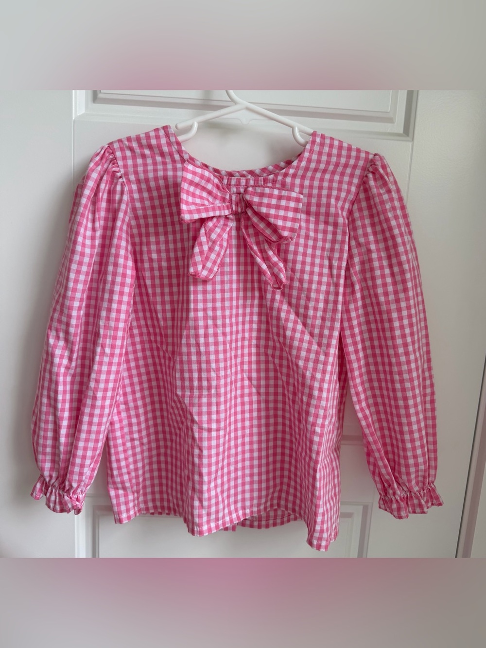 The Beaufort Bonnet Company Beatrice Bow Pink Gingham Blouse